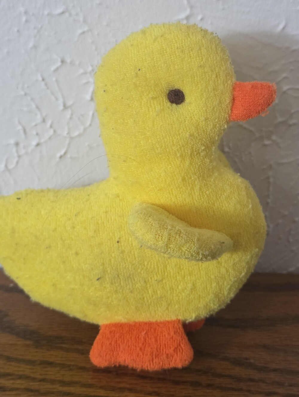 Vintage 1987 The First Years Yellow Terry Ducky Plush Baby Squeaker Toy PA3663